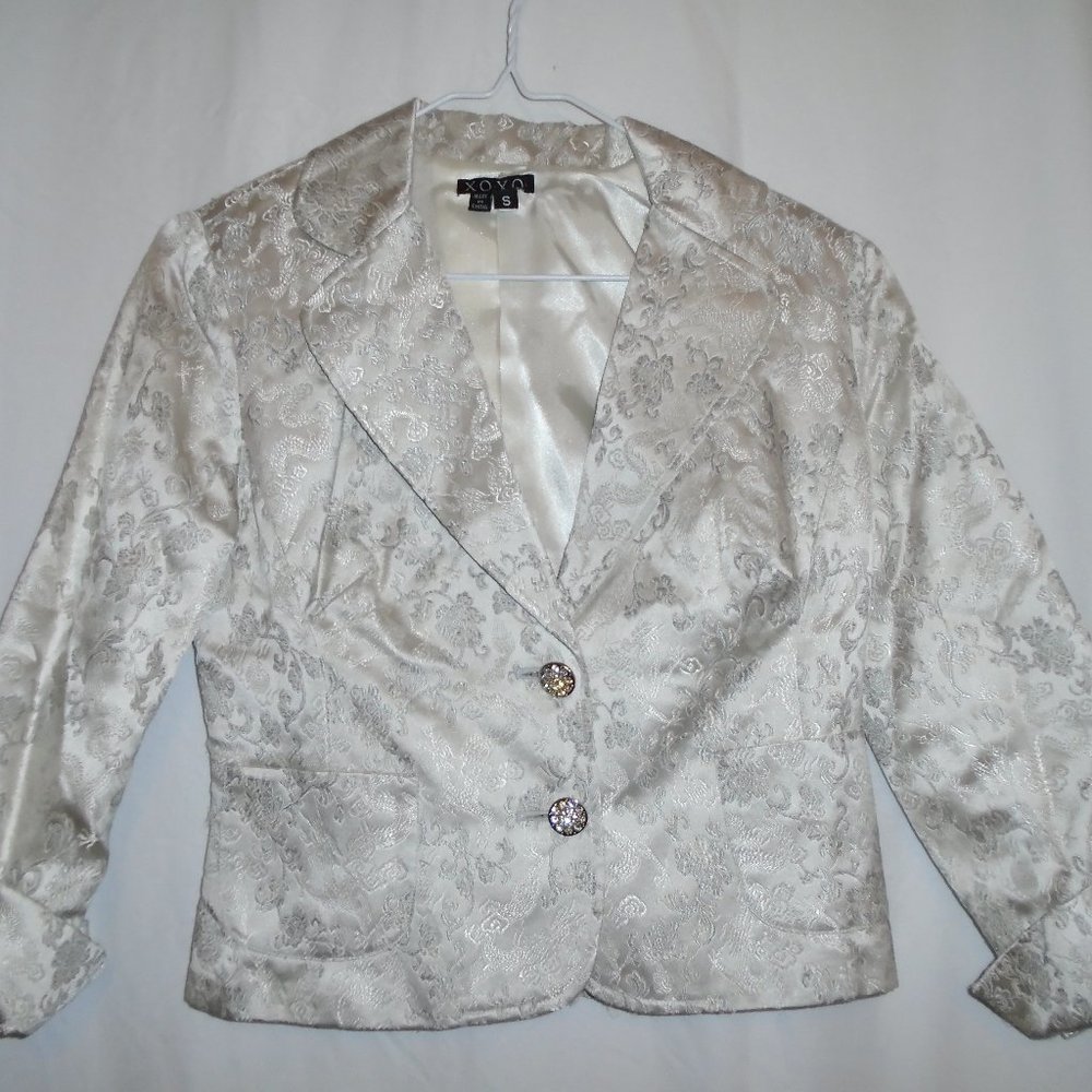 Silver Stitch jacket With 2 Crystal Buttons